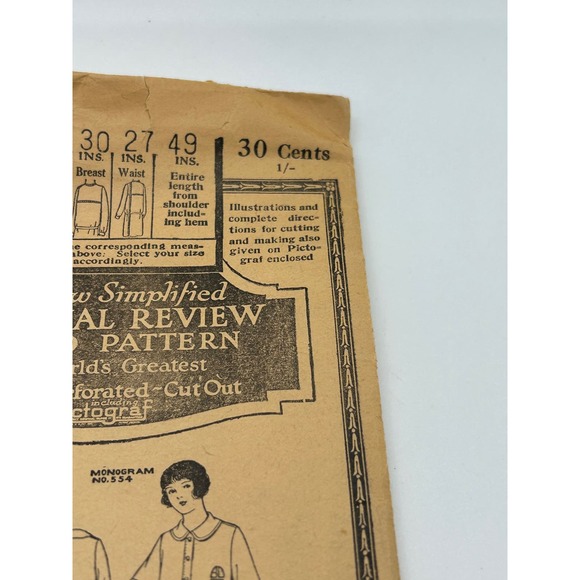 Pictorial Review Vintage 1920's Pattern #3487 Girls Juniors Nightgown Size 12yr - Picture 3 of 7